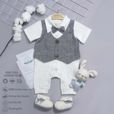 Quần áo trẻ em Bobicraft - Bộ đồ liền thân bodysuit Romper Gile Caro bé trai - Cotton hữu cơ organic an toàn