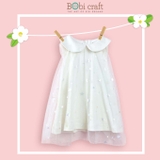 Quần áo trẻ em Bobicraft - Áo đầm voan sao cổ lá sen bé gái - Cotton hữu cơ organic an toàn