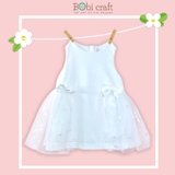Quần áo trẻ em Bobicraft - Áo đầm voan nơ xinh xắn - Cotton hữu cơ organic an toàn