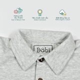 Quần áo trẻ em Bobicraft - Áo thun bé trai cổ bẻ màu xám - Cotton hữu cơ organic an toàn