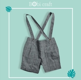 Quần áo trẻ em Bobicraft - Quần yếm bé trai linen caro - Cotton hữu cơ organic an toàn