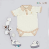 Quần áo trẻ em Bobicraft - Romper bỉm bé trai thêu B - Cotton hữu cơ organic an toàn