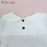 Quần áo trẻ em Bobicraft - Áo đầm bé gái cổ lá sen tay dài - Cotton hữu cơ organic an toàn