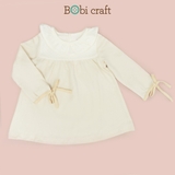 Quần áo trẻ em Bobicraft - ĐẦM CỔ BÈO TAY DÀI - Cotton hữu cơ organic an toàn