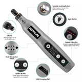 Bút mài khắc cắt khoan cầm tay không dây 3.7V 15000rpm 5 Tốc Độ Kèm Sạc USB