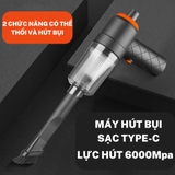 Máy Hút Bụi Cầm Tay Mini Không Dây, Lực Hút 6000MPA Nhỏ Gọn, Pin Sạc, Lực Hút Siêu Mạnh, Công Suất 60w