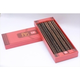 Đũa gỗ mun Tròn đầu xoắn - hộp 10 đôi