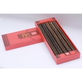 Đũa gỗ mun Tròn đầu xoắn - hộp 10 đôi