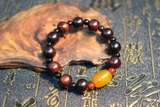 VÒNG TAY GỖ TỬ ĐÀN LÁ NHỎ MIX LU THỐNG MÃ NÃO 12MM