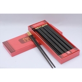 Đũa Gỗ Mun Sừng Đầu Vuông Gắn Ốc - hộp 10 đôi