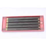 Đũa Gỗ Mun Sừng Đầu Vuông Gắn Ốc - hộp 10 đôi