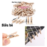 Kẹp gỗ trơn siêu nhỏ (3cm x 0.4cm) - Set 50 chiếc_G24