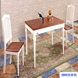 Bàn ăn gỗ sồi sơn trắng kết hợp màu gỗ BA - 004