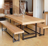 BÀN ĂN MẶT GỖ CHÂN SẮT BA-027