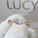 EM001 Nhẫn cầu hôn, round cut 6mm, Twist Band, Lucy Jewelry