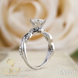 EM001 Nhẫn cầu hôn, round cut 6mm, Twist Band, Lucy Jewelry