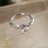 EM001 Nhẫn cầu hôn, round cut 6mm, Twist Band, Lucy Jewelry