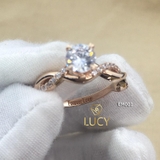 EM001 Nhẫn cầu hôn, round cut 6mm, Twist Band, Lucy Jewelry