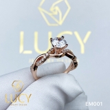 EM001 Nhẫn cầu hôn, round cut 6mm, Twist Band, Lucy Jewelry