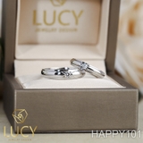 HAPPY101 Nhẫn cưới đẹp vàng tây, vàng trắng, vàng hồng 10k 14k 18k, Bạch Kim Platinum PT900 đính CZ, Moissanite, Kim cương - Lucy Jewelry