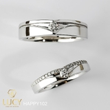 HAPPY102 Nhẫn cưới thiết kế, nhẫn cưới đẹp cao cấp, nhẫn cưới kim cương 3mm 2.7mm - Lucy Jewelry