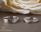 HAPPY102B Nhẫn cưới thiết kế, nhẫn cưới đẹp cao cấp, nhẫn cưới kim cương 3mm 2.7mm - Lucy Jewelry