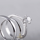 HAPPY108 Bộ nhẫn cưới thiết kế 3 chiếc, nhẫn cưới đẹp - Lucy Jewelry