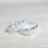 Nhẫn đôi nhẫn cặp đá vuông đẹp đá xanh Bạc Lucy - ND108