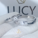 HAPPY111B Nhẫn cưới vàng tây-trắng-hồng 10k 14k 18k, Bạch Kim Platinum PT900 đá CZ, Moissanite, Kim cương 3.5mm 3.6mm 4mm - Lucy Jewelry