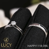 HAPPY 111B-096 Nhẫn cưới thiết kế đá chủ nữ 4mm 4.1mm, nhẫn cưới đẹp, nhẫn cưới cao cấp, nhẫn cưới kim cương - Lucy Jewelry