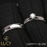HAPPY 111B-096 Nhẫn cưới thiết kế đá chủ nữ 4mm 4.1mm, nhẫn cưới đẹp, nhẫn cưới cao cấp, nhẫn cưới kim cương - Lucy Jewelry