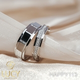 HAPPY113 Nhẫn cưới đẹp vàng tây, vàng trắng, vàng hồng 10k 14k 18k, Bạch Kim Platinum PT900 đính CZ, Moissanite, Kim cương - Lucy Jewelry