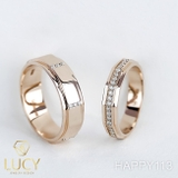 HAPPY113 Nhẫn cưới đẹp vàng tây, vàng trắng, vàng hồng 10k 14k 18k, Bạch Kim Platinum PT900 đính CZ, Moissanite, Kim cương - Lucy Jewelry