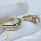 HAPPY114-122 Nhẫn cưới đẹp vàng tây, vàng trắng, vàng hồng 10k 14k 18k, Bạch Kim Platinum PT900 đính CZ, Moissanite, Kim cương - Lucy Jewelry