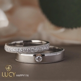HAPPY116 Nhẫn cưới đẹp vàng tây, vàng trắng, vàng hồng 10k 14k 18k, Bạch Kim Platinum PT900 đính CZ, Moissanite, Kim cương - Lucy Jewelry
