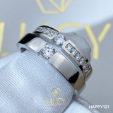 HAPPY121 Nhẫn cưới đẹp vàng tây, vàng trắng, vàng hồng 10k 14k 18k, Bạch Kim Platinum PT900 đính CZ, Moissanite, Kim cương - Lucy Jewelry
