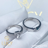HAPPY121-122 Nhẫn cưới đẹp vàng tây, vàng trắng, vàng hồng 10k 14k 18k, Bạch Kim Platinum PT900 đính CZ, Moissanite, Kim cương - Lucy Jewelry