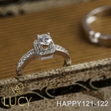 HAPPY121-122 Nhẫn cưới đẹp vàng tây, vàng trắng, vàng hồng 10k 14k 18k, Bạch Kim Platinum PT900 đính CZ, Moissanite, Kim cương - Lucy Jewelry