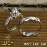 HAPPY121-122 Nhẫn cưới đẹp vàng tây, vàng trắng, vàng hồng 10k 14k 18k, Bạch Kim Platinum PT900 đính CZ, Moissanite, Kim cương - Lucy Jewelry
