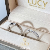 HAPPY121 Nhẫn cưới đẹp vàng tây, vàng trắng, vàng hồng 10k 14k 18k, Bạch Kim Platinum PT900 đính CZ, Moissanite, Kim cương - Lucy Jewelry