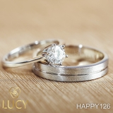 HAPPY126 Nhẫn đôi, nhẫn cưới thiết kế, nhẫn cưới cao cấp, nhẫn cưới  kim cương 5mm - Lucy Jewelry