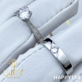 HAPPY134 Nhẫn cưới đẹp vàng tây, vàng trắng, vàng hồng 10k 14k 18k, Bạch Kim Platinum PT900 đính CZ, Moissanite, Kim cương - Lucy Jewelry