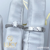 HAPPY134 Nhẫn cưới đẹp vàng tây, vàng trắng, vàng hồng 10k 14k 18k, Bạch Kim Platinum PT900 đính CZ, Moissanite, Kim cương - Lucy Jewelry