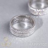 EM108 Nhẫn unisex full 2 hàng đá vuông 1.5mm và tròn 1.5mm - Lucy Jewelry