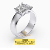 AM023 - Nhẫn nam, emerald & pear cut - Lucy Jewelry