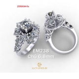 EM238 - Nhẫn cầu hôn, round cut, 6.8mm - Lucy Jewelry