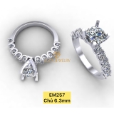 EM257 - Nhẫn cầu hôn, round cut, 6.3mm - Lucy Jewelry