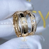 HAPPY005 Nhẫn cưới đẹp vàng tây, vàng trắng, vàng hồng 10k 14k 18k, Bạch Kim Platinum PT900 đính CZ, Moissanite, Kim cương - Lucy Jewelry
