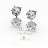EB069 - Khuyên tai thiết kế, 9.0mm, round cut  - Lucy Jewelry