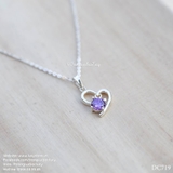 Dây chuyền trái tim đá tím bạc Lucy - DC719 (hàng order)